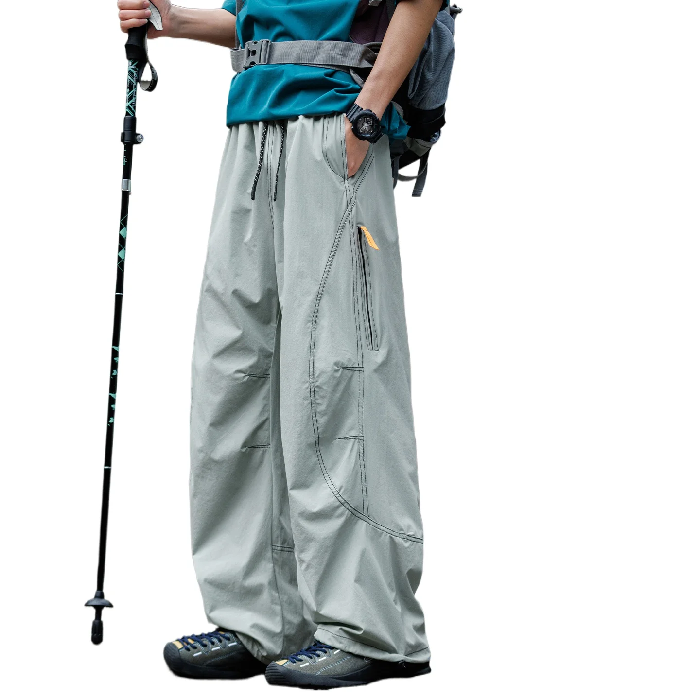Men's Thin Cargo Pants Spring Summer Fashion Solid Color Nylon Blend Lightweight Windbreaker Hiking Camping Outdoor Exploration