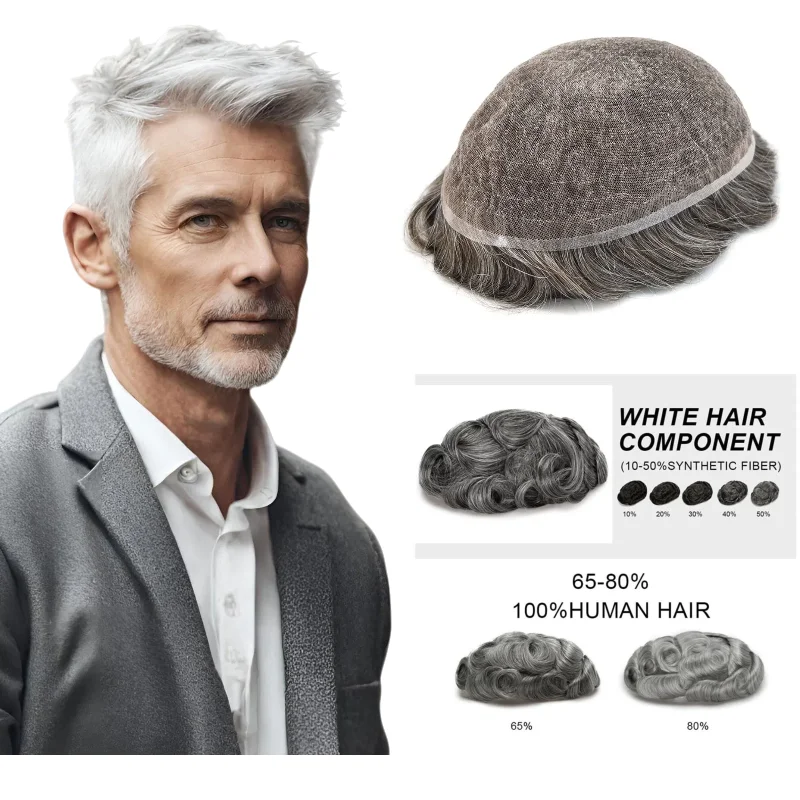 

Мужской парик для замены волос 7x10 дюймов, полностью кружевная основа, человеческие волосы, серые | Для Victory Colors 1B60 # Победитель 613