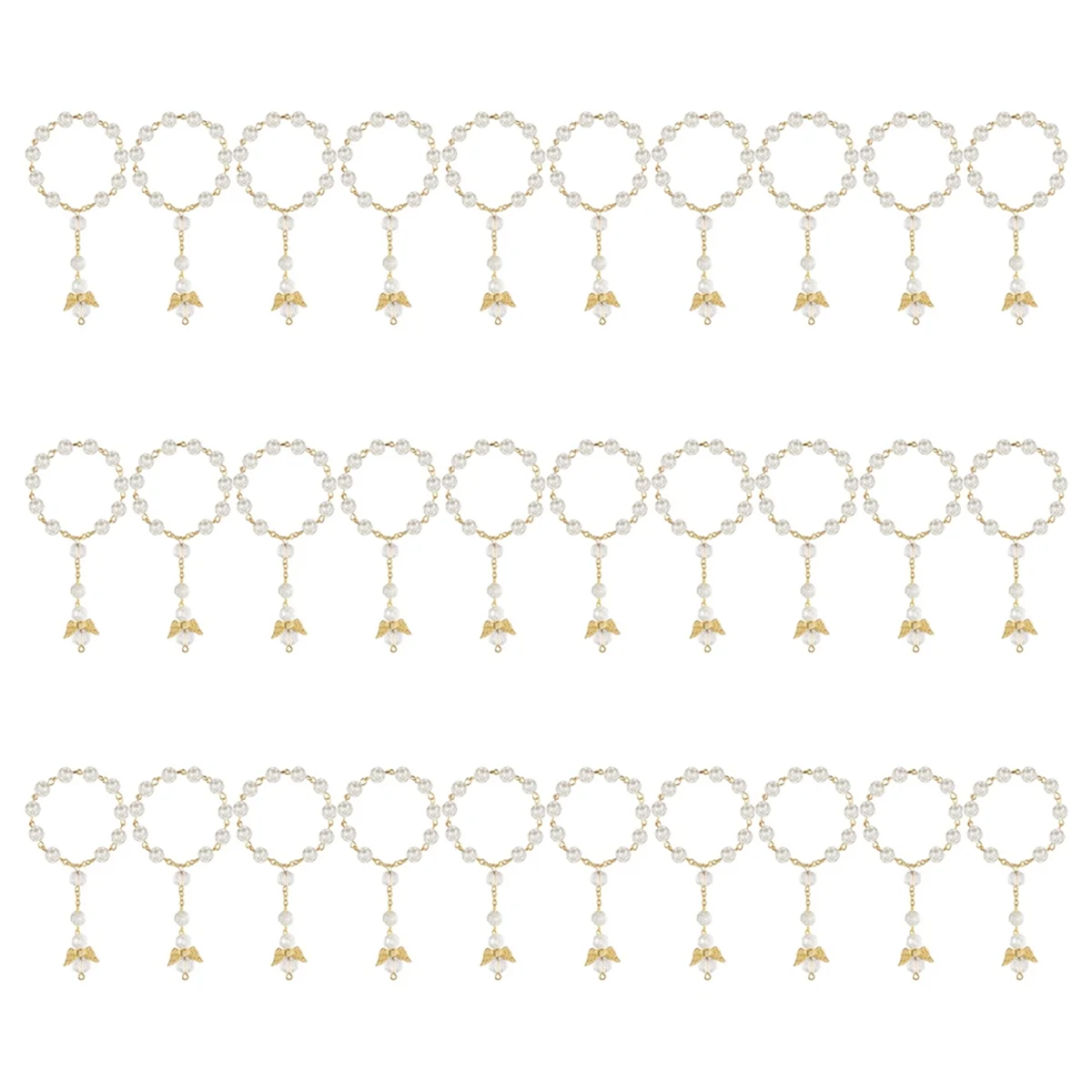 ABQR 30 Pieces Baptism Rosary Acrylic Rosary Beads Mini Rosaries with Angel for the First Communion Baptism Party Favors