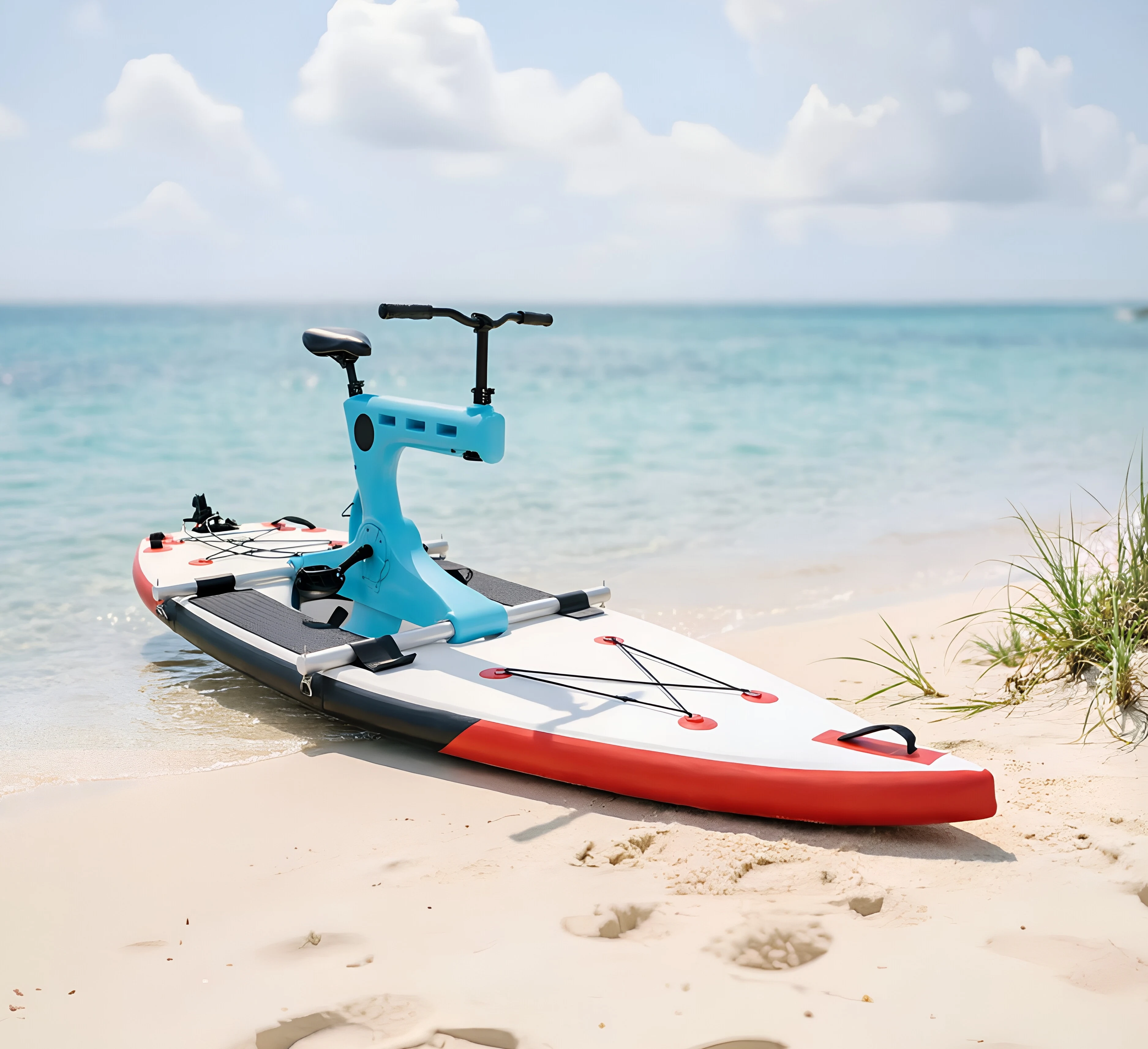 Aufblasbares Wasserfahrrad, Tretboot mit Aluminiumlegierungsrahmen & SUP-Board, Verstellbarer Sitz für Wassersport