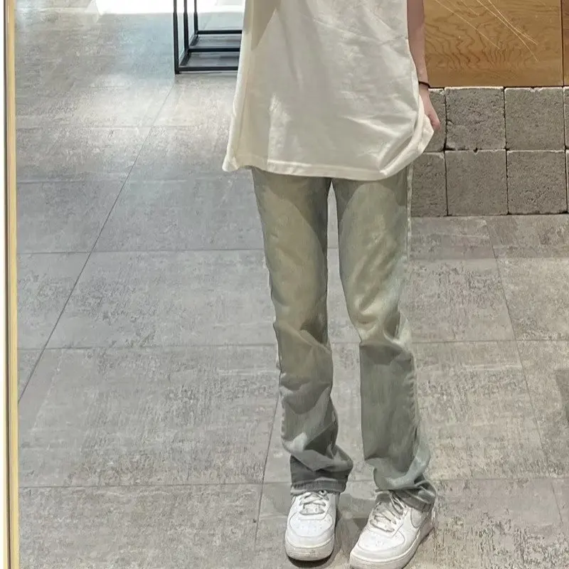 

Retro American Waed Yellow Jeans Men's Street Loose INS Trendy Teenagers All-Match Wide Leg Pants Straight Tube Loose Fit