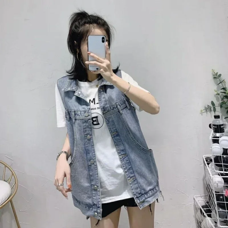 Women Winter Loose Sleeveless Vest Summer Fashion Gilet 2023 Denim Vest Female Korean Spring Casual New Jacket Coat Clothing Ins