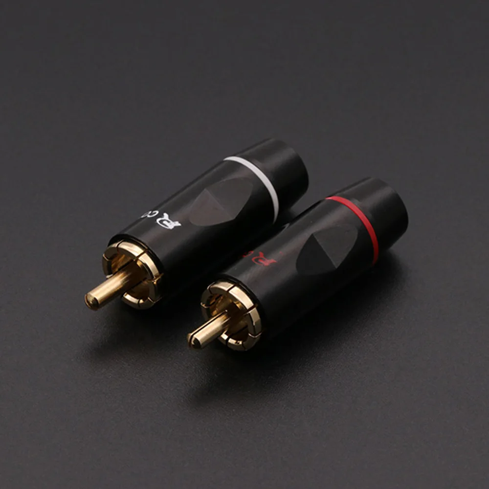 4Pairs RCA HIFI Cable Terminals Connector, Male Plug Connector Brass Gold Plated, Audio Video HIFI Terminals