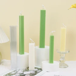 Rectangle Column Acrylic Candle Moulds Line Relief Square Pillar Plastic Candlestick Molds Geometry Wedding Candle Holder Decor
