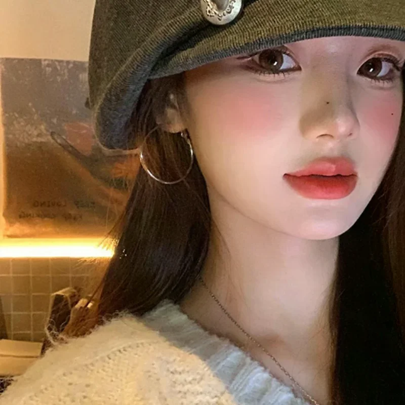 1PC Retro Literary Cloud Berets Hat Women Winter Autumn Solid Color Travel Casual Versatile Show Face Small Elegant Painter Hat