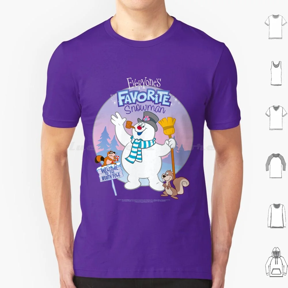 Camiseta favorita de muñeco de nieve de dibujos animados, camiseta fresca de algodón 6xl, muñeco de nieve de Navidad Frosty, Feliz Navidad, dibujos animados de árbol de Navidad