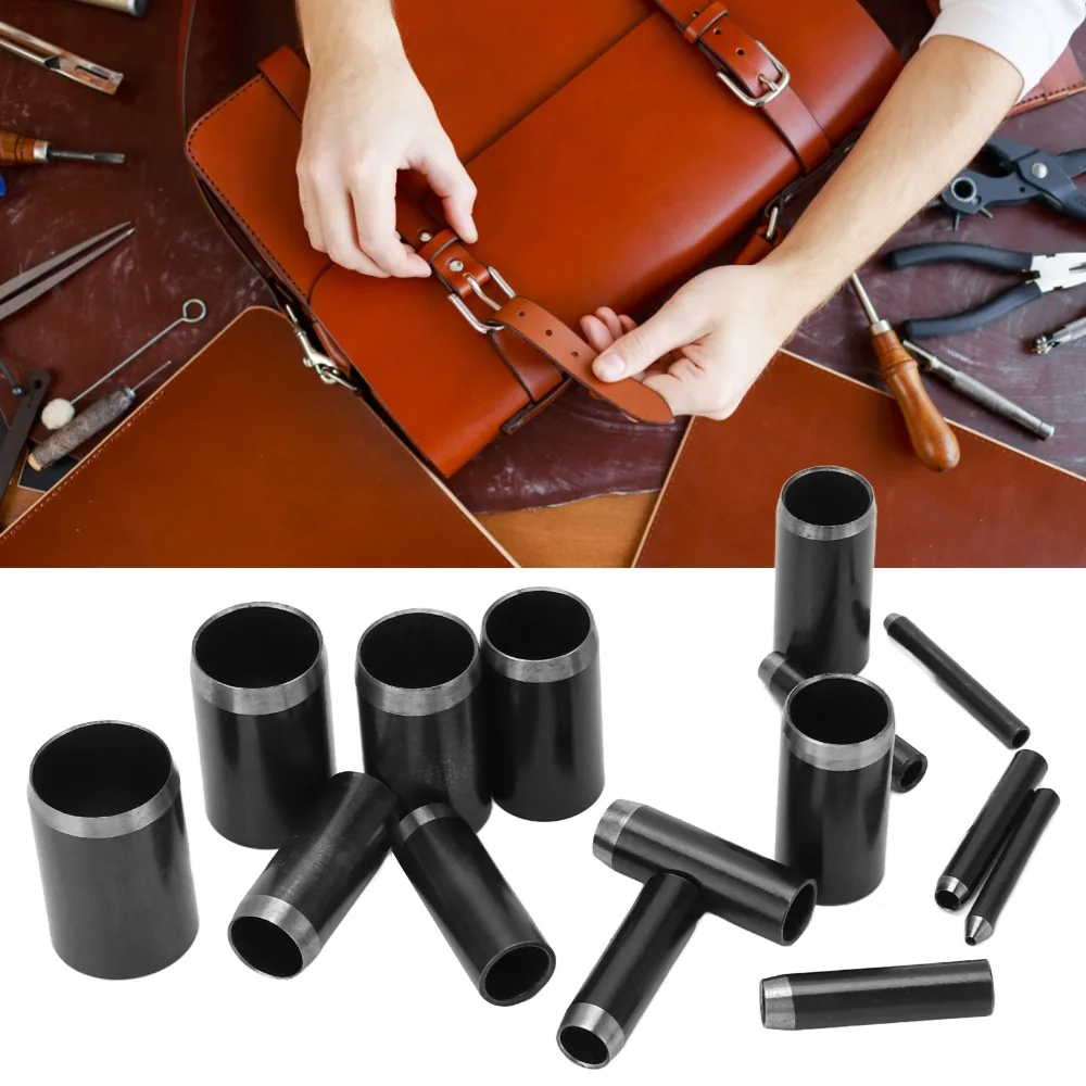 15pcs 1-15mm Sizes Leather Hole Punch Set High Density Round Hollow Design Round Hollow Puncher High Speed Steel