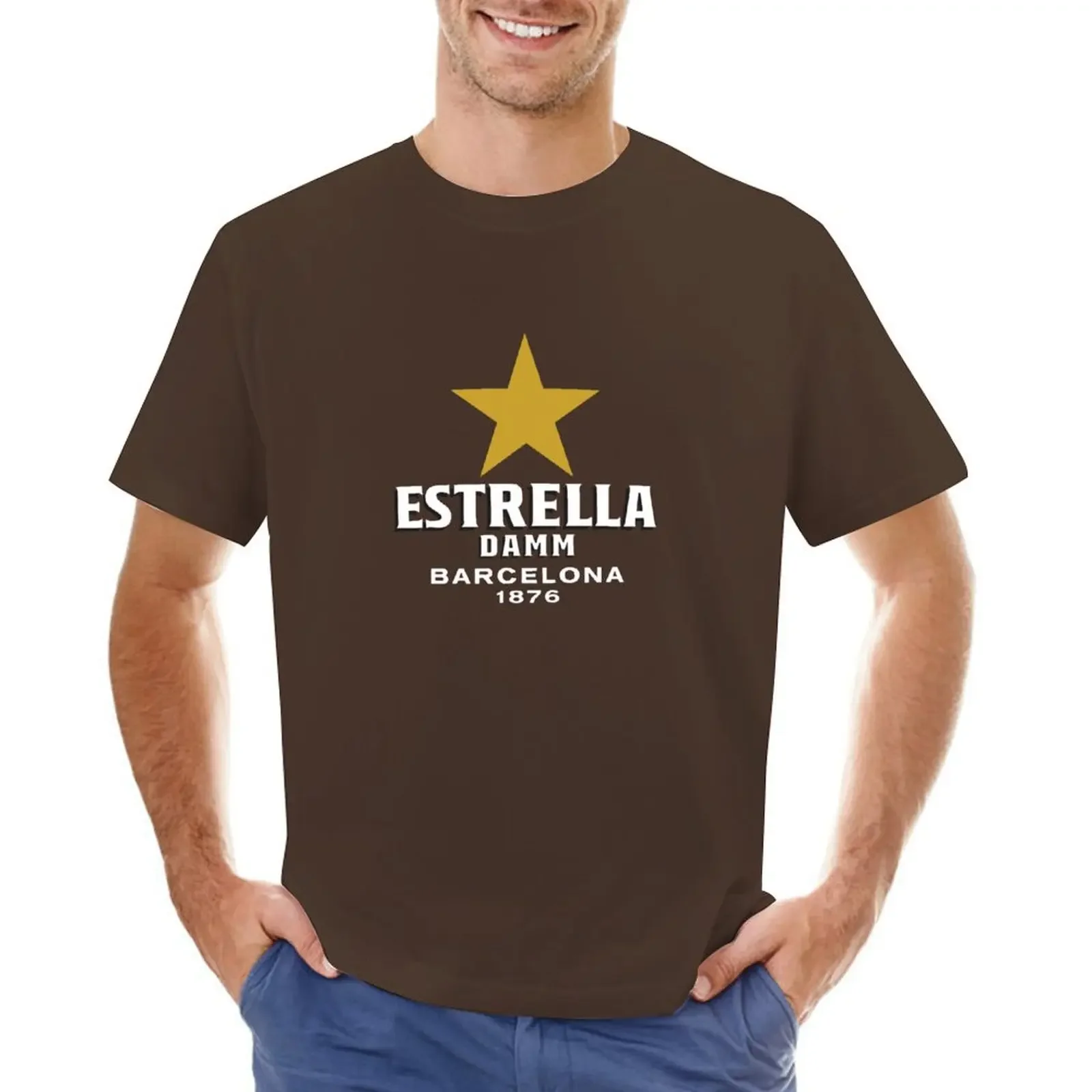 Estrella Damm beer T-shirt sports fans sweat sublime blanks men 