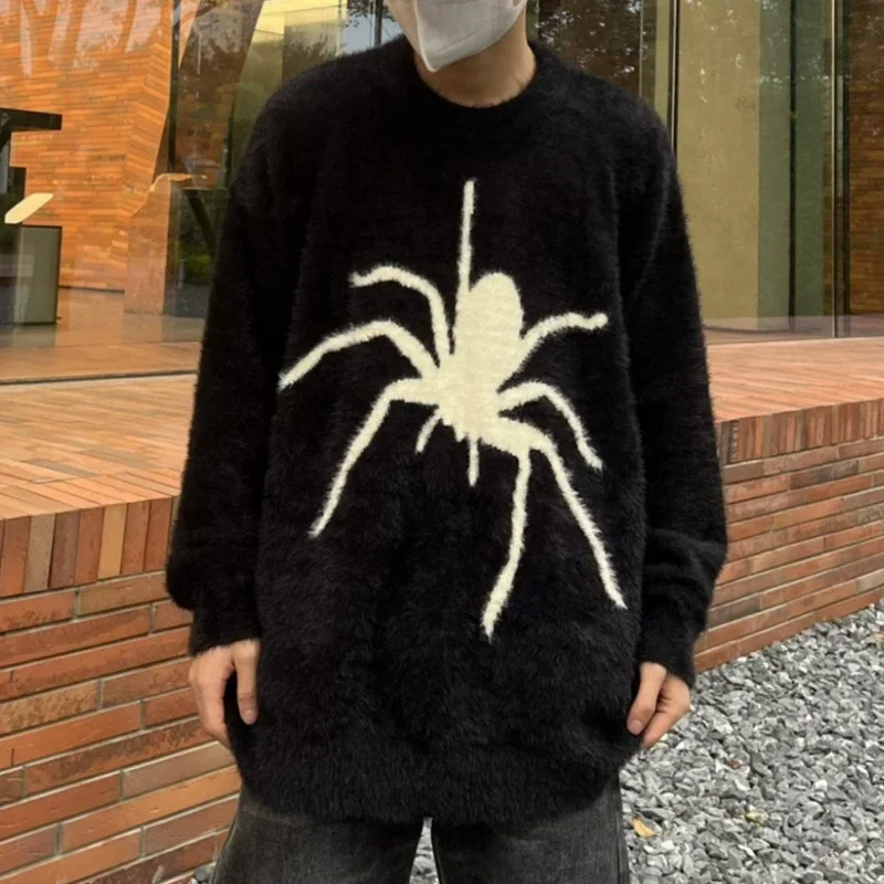 

Man American Retro Niche Spider Jumper High Street Winter Men and Women Hippocampus Wool Knit Sweater Tide Street Couple Tops