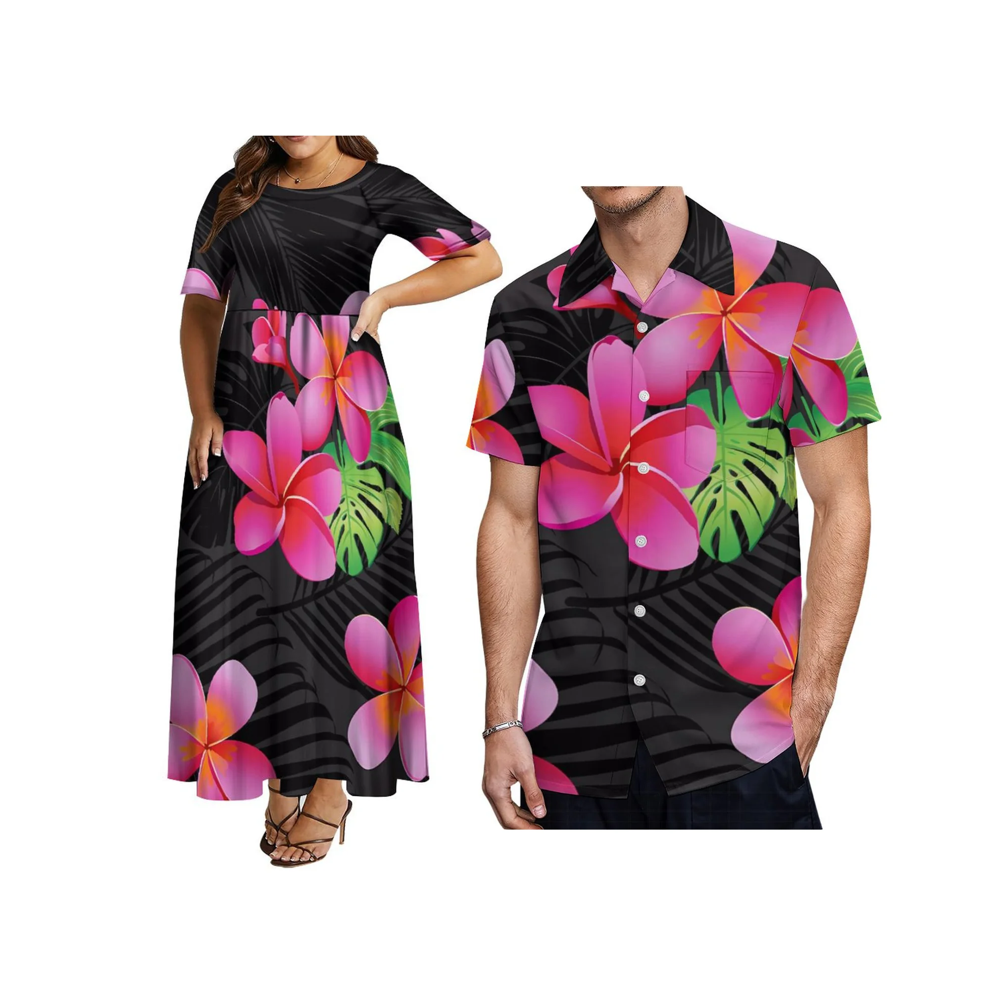 

Summer Short Sleeve Crew Neck Loose Skirt Full Skirt Party Style Women's Dress Polynesian Custom Patterned Women's Dress