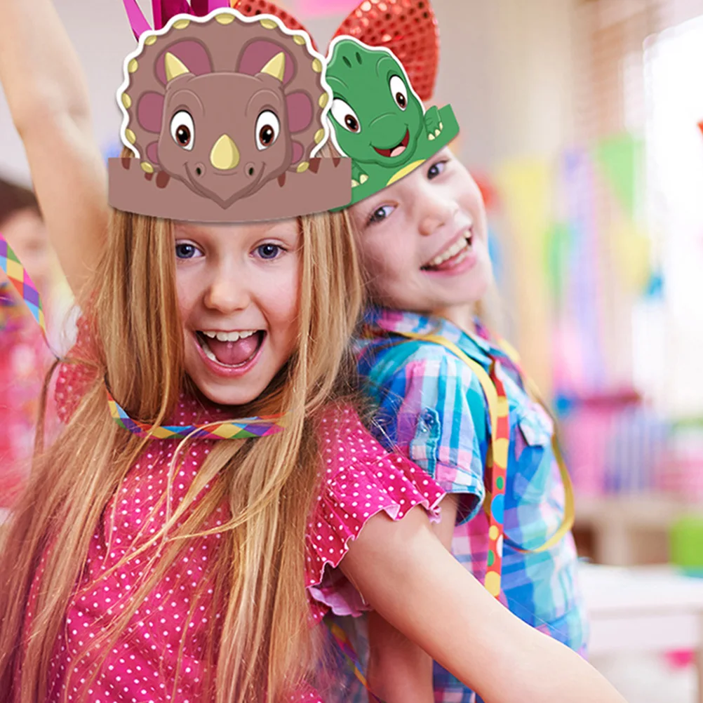 

12pcs Dinosaur Paper Hats Kids Birthday Party Hat Prop Lightweight Comfortable Children Celebration Decorations