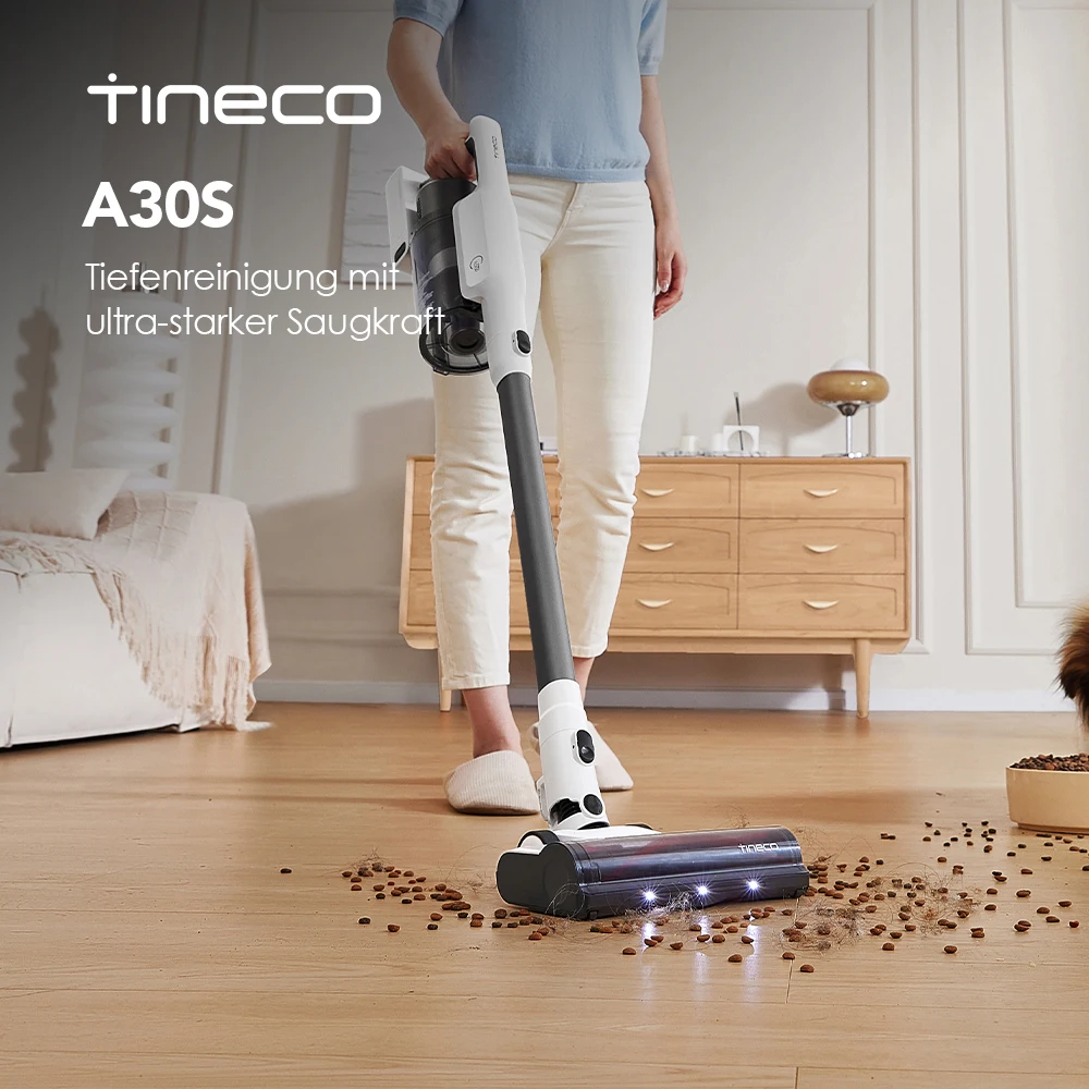 Tineco A30S Accustofzuiger, Draadloze Stofzuiger 160W 20000pa 60 Min Looptijd, Handstofzuiger met 1L Stofbak en ZeroTangle Borstel voor Huisdierenharen, Accustofzuiger voor Harde Vloeren
