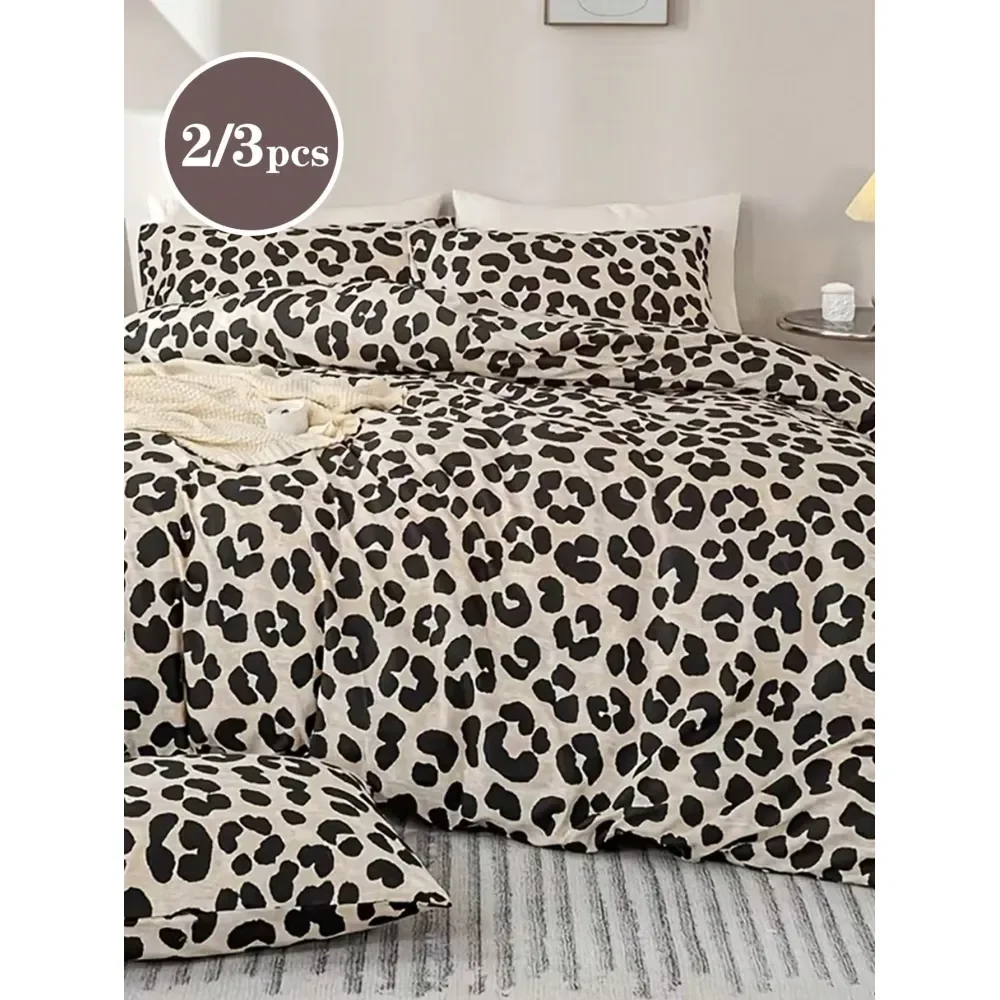 

Комплект из 3 предметов с леопардовым принтом, ультрамягкий, сексуальный, элегантный, унисекс, для дома, подходит для всех сезонов, осенне-зимняя цветовая гамма, матовый.