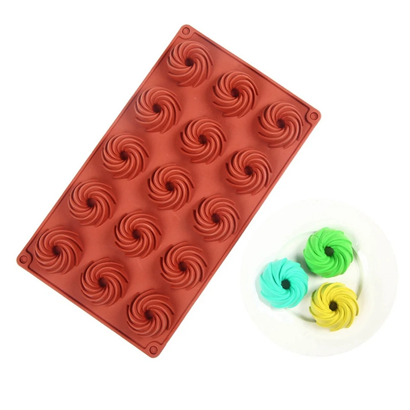 Mini Spiral Shaped 15 Cavity Silicone Cake Molds Baking Dessert Mousse Cake Decorating Moulds Cake Chocolate