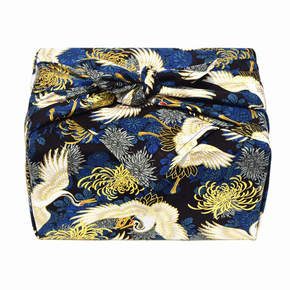 Chrysanthemum and Crane Design Furoshiki - Japanese-style Cotton Kerchief for Luxury Wrapping Gift