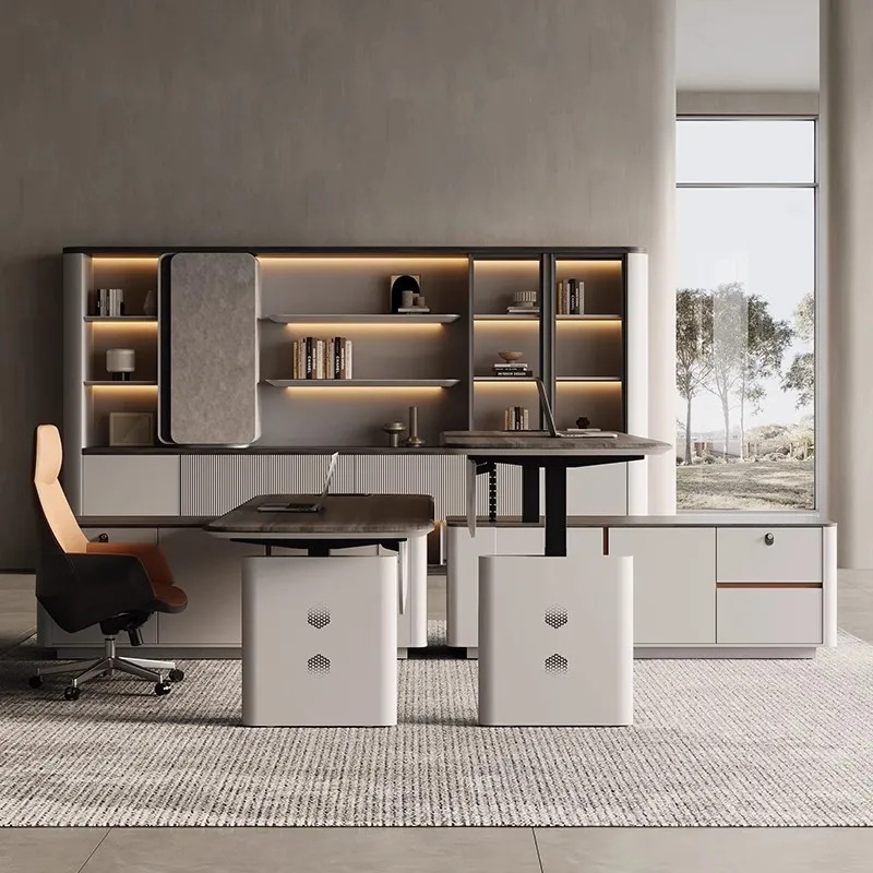 Lifting desk boss table and chair combination designer creative desk