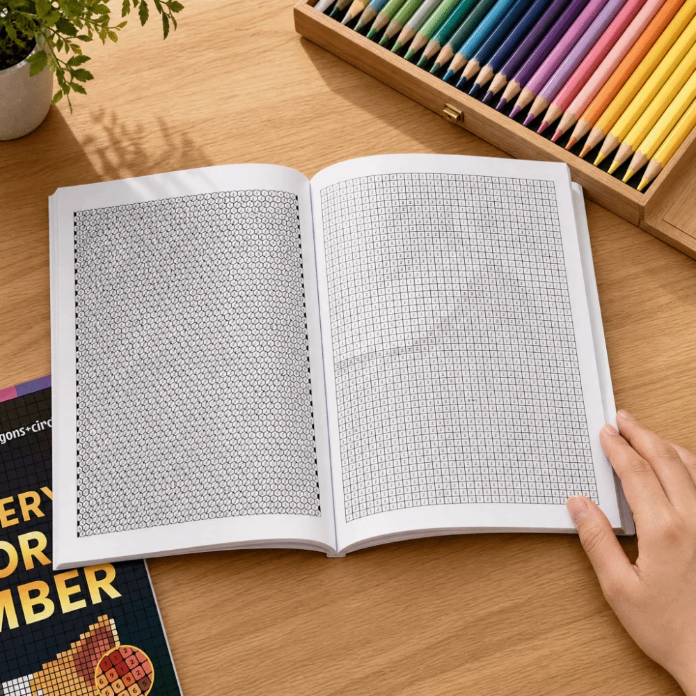 DIY Painting Mystery Mosaics Coloring Book Number Painting Hand Drawn Pixel Art Activity Book Artistic Relaxation