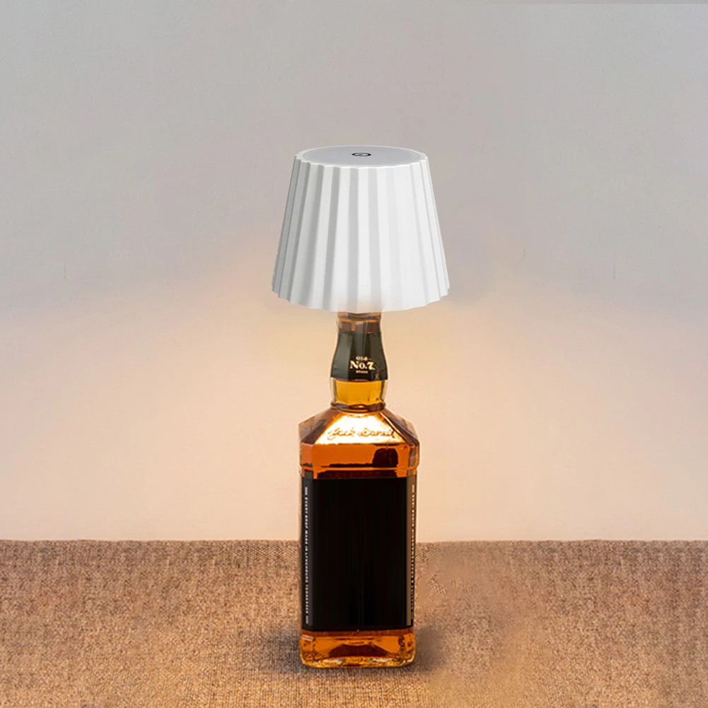 Wireless Bottle Lamp Cordless Desk Lamp Rechargeable Wine Bottle Lamp Head 3 Light Colors Creative Bottle Light for Any Bottle