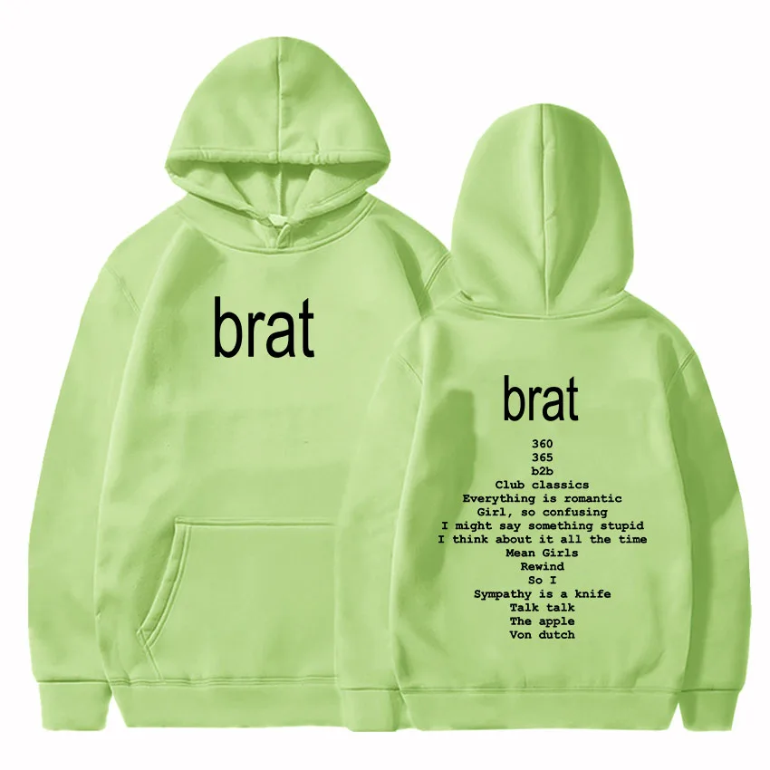 2024 Album Brat Graphic Printing Sudaderas Charli XCX Singer Printing Hoodies Ropa Hombre Casual Men Women Unisex Pullovers Male