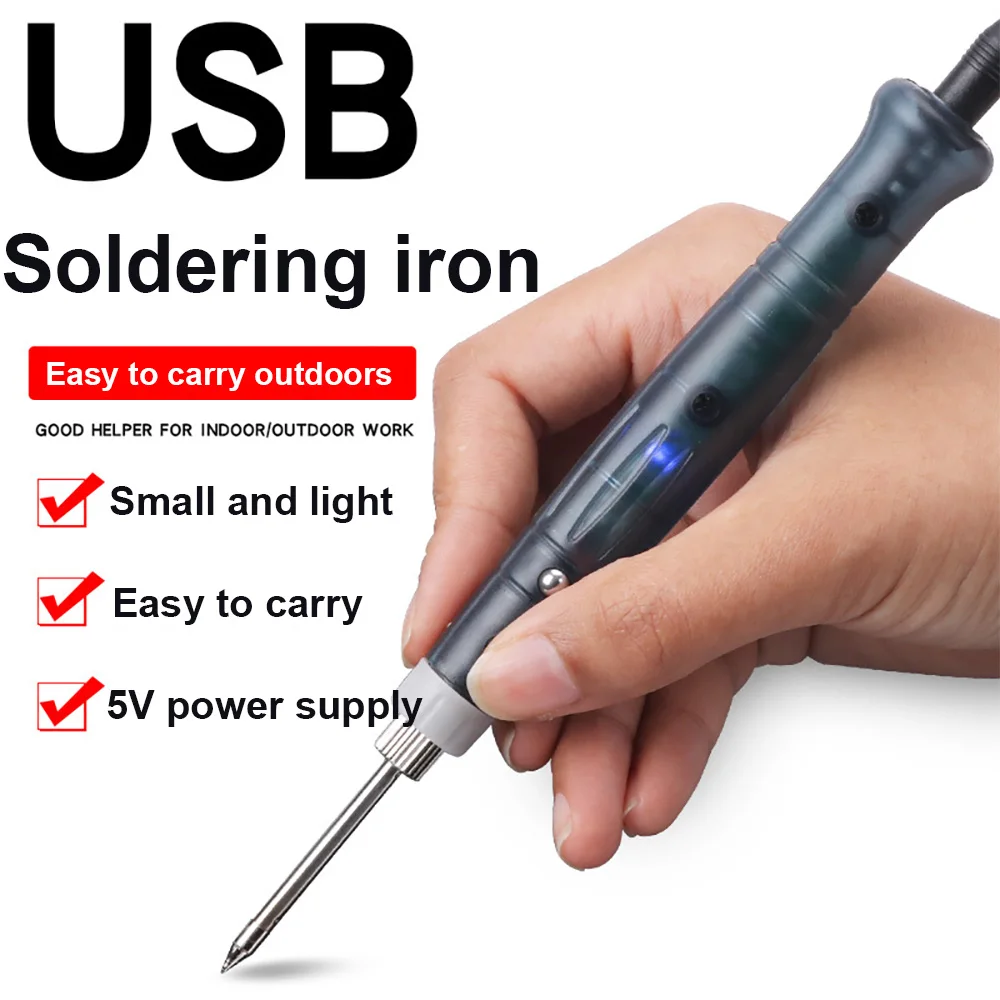 

2pcs Outdoor USB Soldering Iron Electric Solder Pen Welding Gun Hand Tools Kit Portable Fast Heating Outdoor Repair Welding Tool