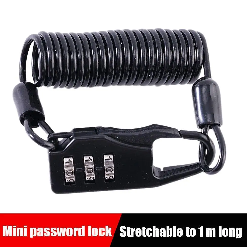 Helmet Lock Portable Steel Cable Lock 3 Digit Password Combination Bicycle Helmet Lock Mountain Bike Wire Lock Bike Accessories