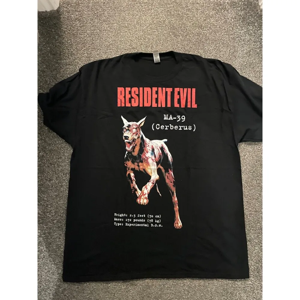Camiseta Resident Evil MA-39 Cerberus para hombre, camiseta de verano con gráfico de juego de terror de perro zombi, camiseta de manga corta de gran tamaño para jugador