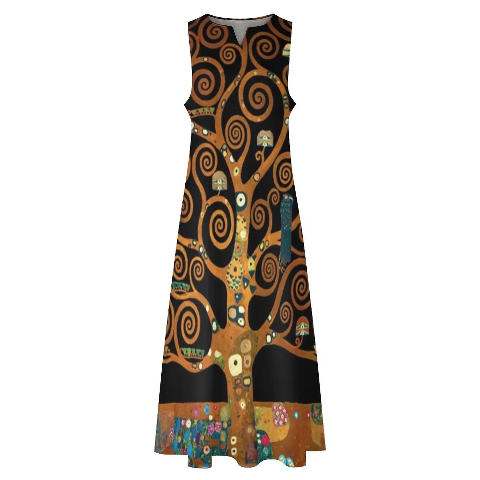 Gustav Klimt Print Dress The Tree Of Life Vintage Maxi Dress Street Fashion abiti lunghi Casual primavera scollo a V abiti personalizzati