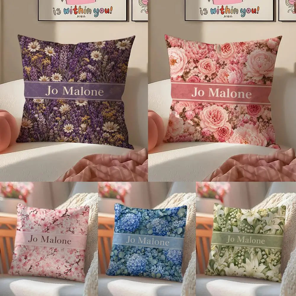 Beautiful Flowers J-Jo MaloneS LondonS Cushion Cover Double-Sided Plush Sofa Cushion Covers Organic Breathable Invisible Zipper