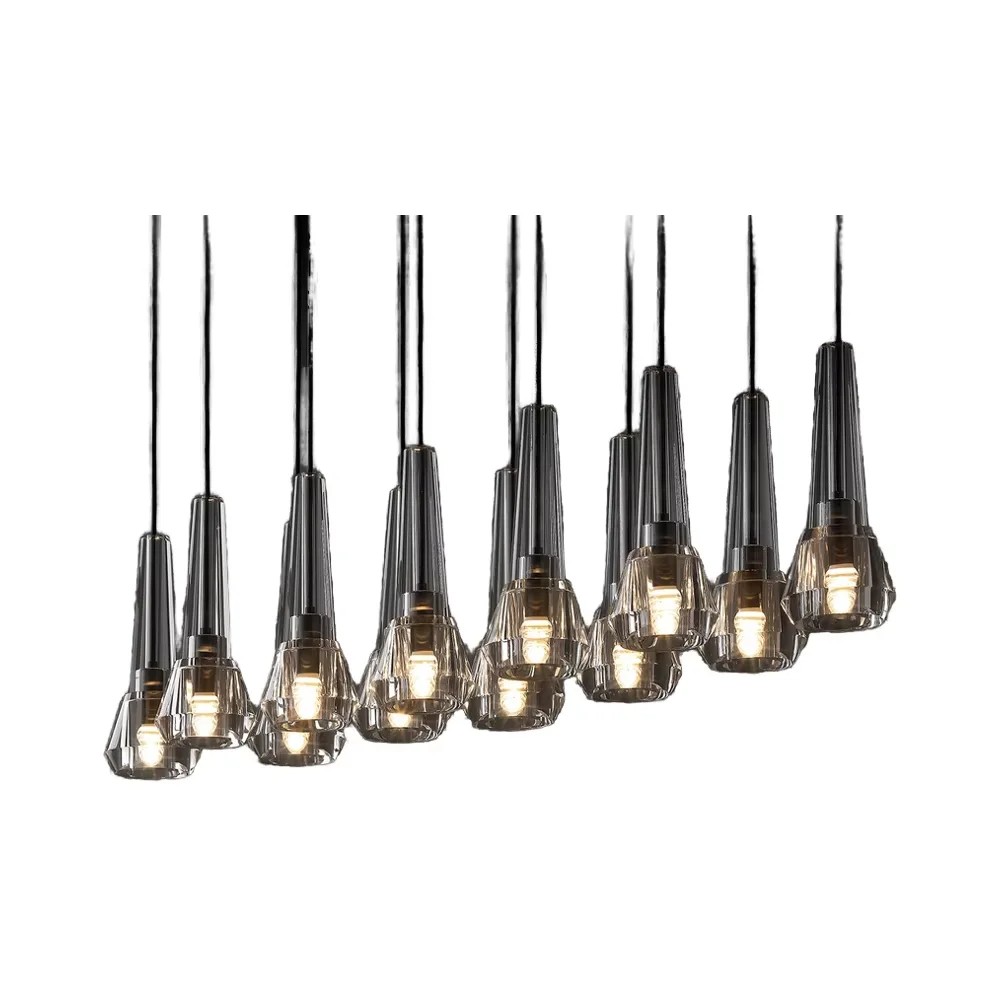 

Fontenay Contemporary Linear Chandelier Adjustable Height Brass Suspension Lamp E12 Bulb Base 3000K 4000K Oval for Middle Room