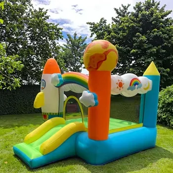 Château gonflable nuage sautant, fusée planète sautant transfrontalier, château de jeu rebondissant, petite toboggan d'intérieur Portable