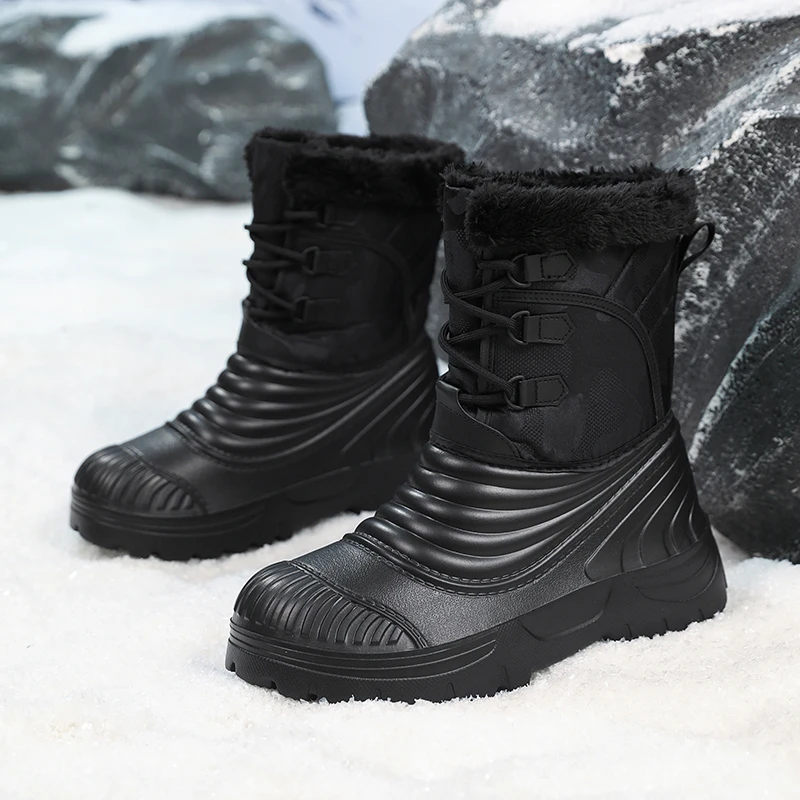 Men's winter snow boots waterproof plush lining high-top outdoor cold boots non-slip thick bottom warm winter snow boots 50 51
