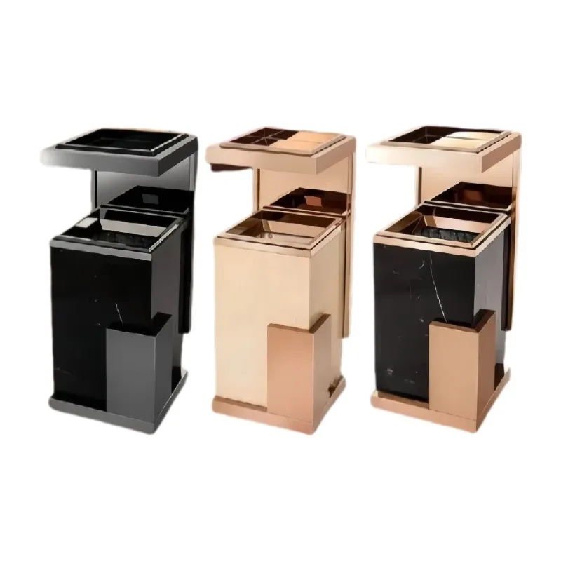 Trash can stainless steel vertical environmental bucket with ashtray inner bucket paint process subway station airport