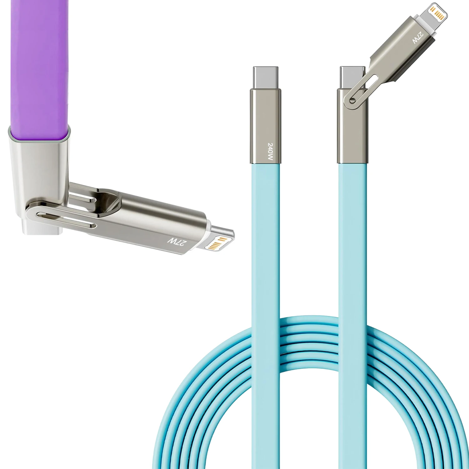 Liquid silicone 2IN1 Type-C PD Cable 240W Fast Charging USB-C Adapter Mobile Phone Data Cable For iPhone Xiaomi HUAWEI Tablet