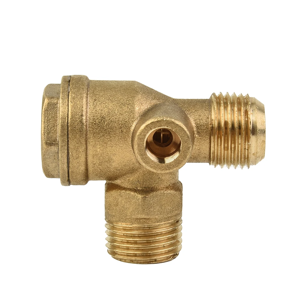 New Brass Air Compressor Check Valve Nickel Plating Resistance 3-Port Brass Male Threaded Check Valve Connector Tools