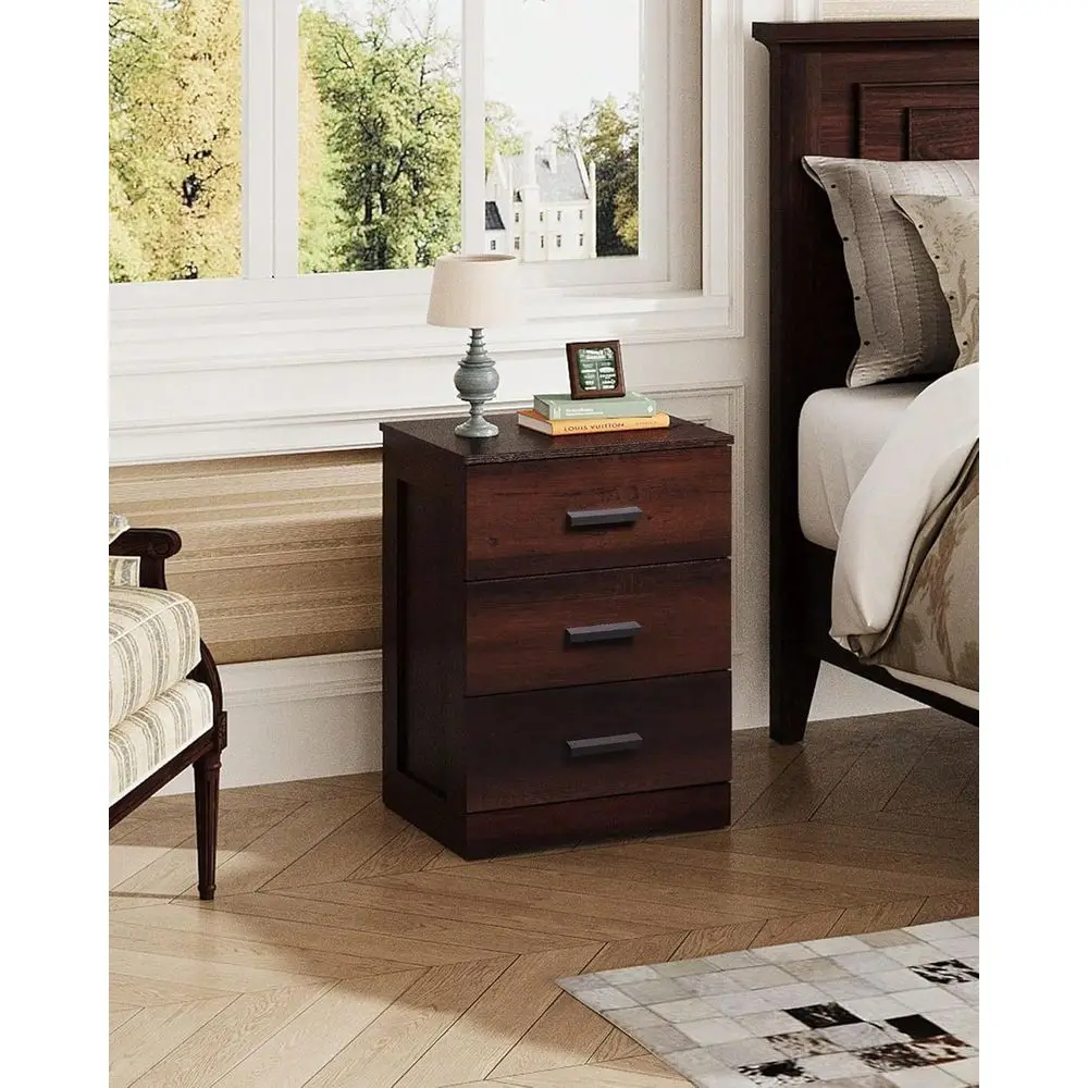 

Stand, Wood Nightstand With 3 Storage Drawers, Bed Side Table For Bedroom, Living Room, Dorm, Modern Minimalist Bedside Table