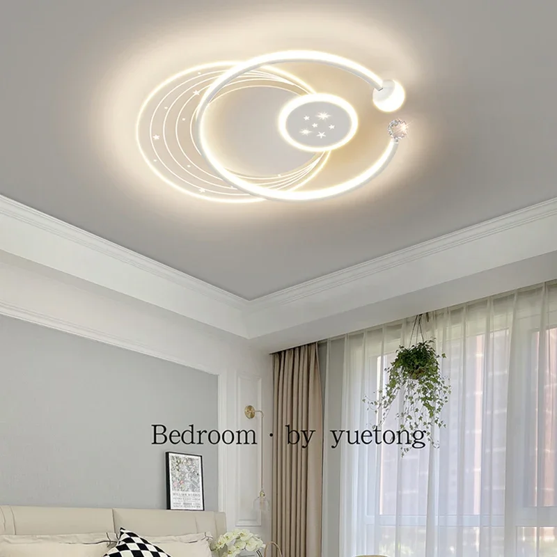 Round Living Room Led Chandeliers Luxury Bedroom Full of Stars Gold Chandelier Simple Modern Atmosphere Flush Mount Ceiling Lamp