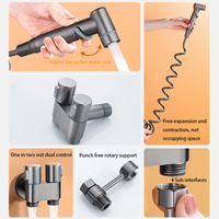 New Zinc Alloy Angle Valve Wall Mount Toilet Bidet Sprayer Set 1 In 2 Out Water Cleaning Sprayer for Bathroom Toilet Accessories