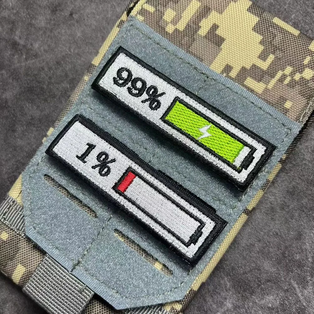 99% 1% Power Patches Charging Embroidery Personality Patches for Clothes Backpack Patch Anime Sports Shoes Hook & Loop Badge