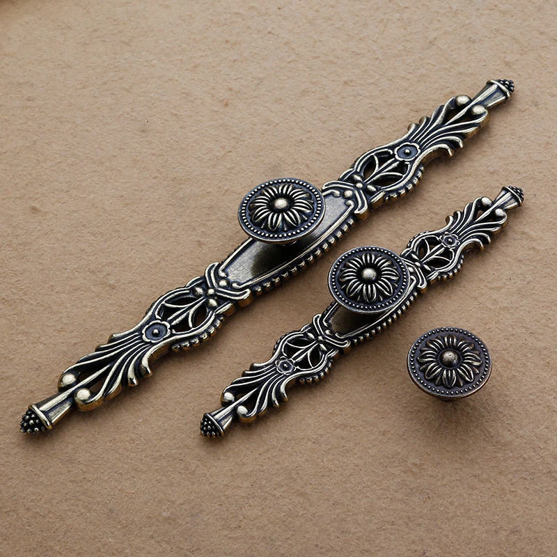 Antique Cabinet Zinc Alloy Handles Wardrobe Drawer Knobs Kitchen Cupboard Door Pulls European Furniture Handle Hardware