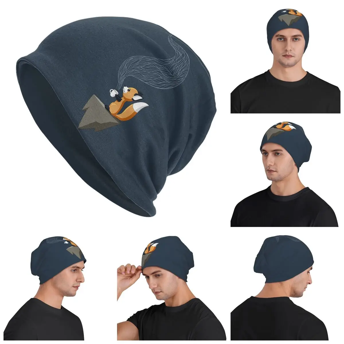 

Fox Tea Warm Knitted Cap Hip Hop Bonnet Hat Autumn Winter Outdoor Beanies Hats for Unisex Adult
