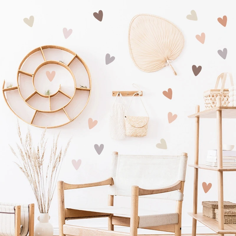 144PCS Heart Bohemianstyle Boho Self-Adhesive Wall Stickers Set Kit Heart-Shaped Decorative Stickers Kit