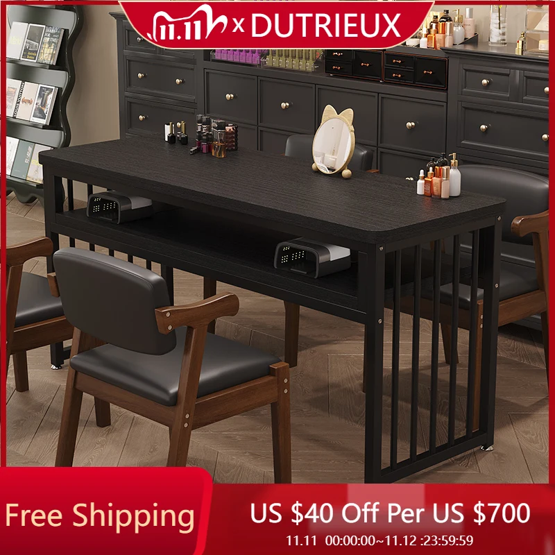 

Black Light Luxury Manicure Table Mesa Aesthetic Quality Cleaning Nail Desk Reception Modern Tavolo Per Unghie Salon Furniture