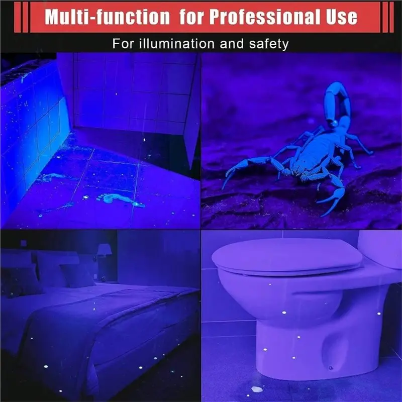 UNCL Portable UV Flashlight Ultraviolet Torch With Pen Clip 8Pcs Violet Light Use Pet Urine Scorpion Detector UV Lamp