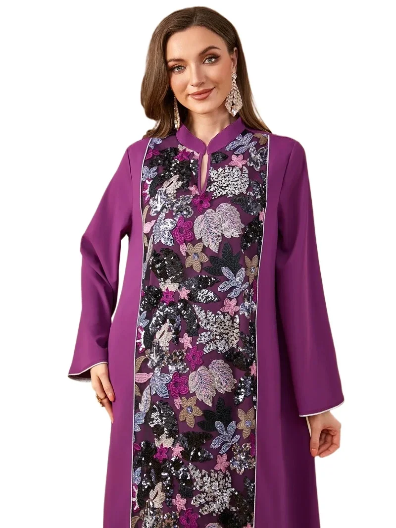 

Eid women dress muslim abaya embroidery sequins Party Jalabiya Ramadan Long Dresses Abayas Vestidos Largos Kaftan Arab Long Robe
