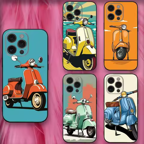 V-Vespas S-Scooters Phone Case For iPhone 16,se4,15,14,13,12,11,Pro,X,XS,Max,XR,Plus,Mini Soft Black Cover