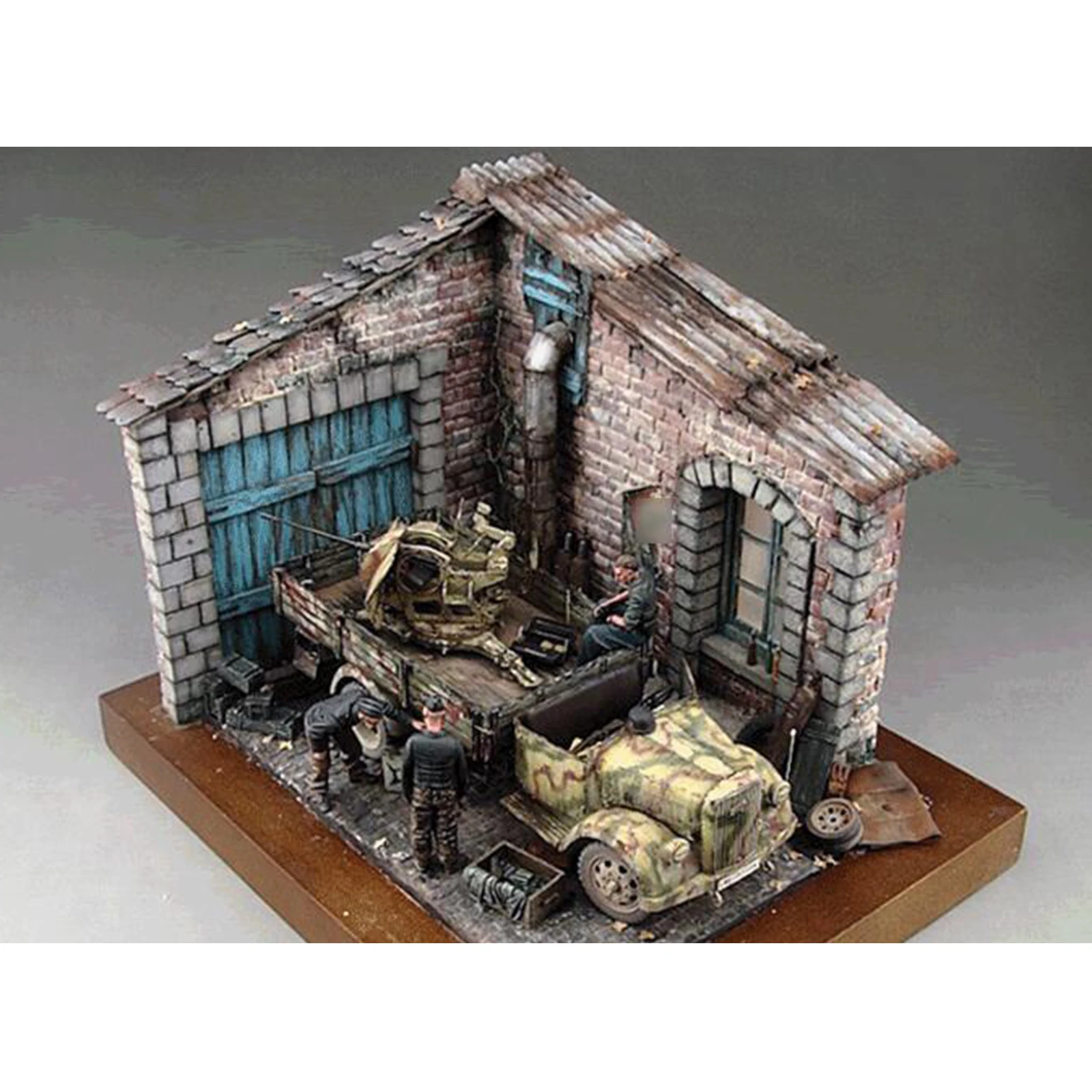 DIY Building Puzzles Model Wood Ruins House 1:35 Sand Table War Scene Layout