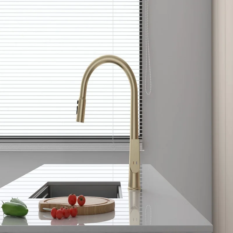 

Grey Pull Out Kitchen Faucet Black Kitchen Tap Hot & Cold Brushed Gold Sink Faucet Brass Pull Out Sink Faucet Hot and Cold