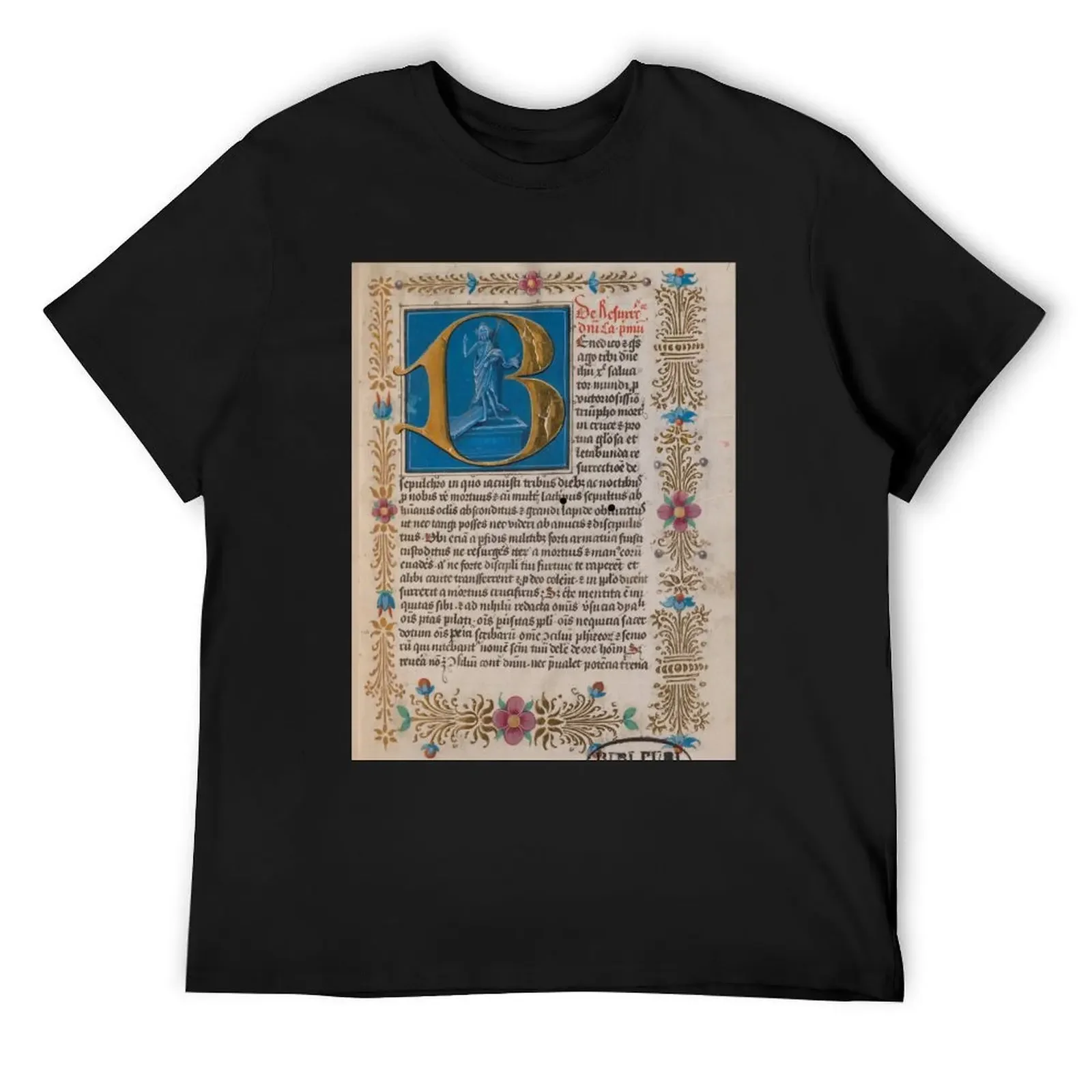 

Initial B from a 15th century medieval swiss manuscript T-Shirt sweat vintage t shirts sports fans mens white t shirts