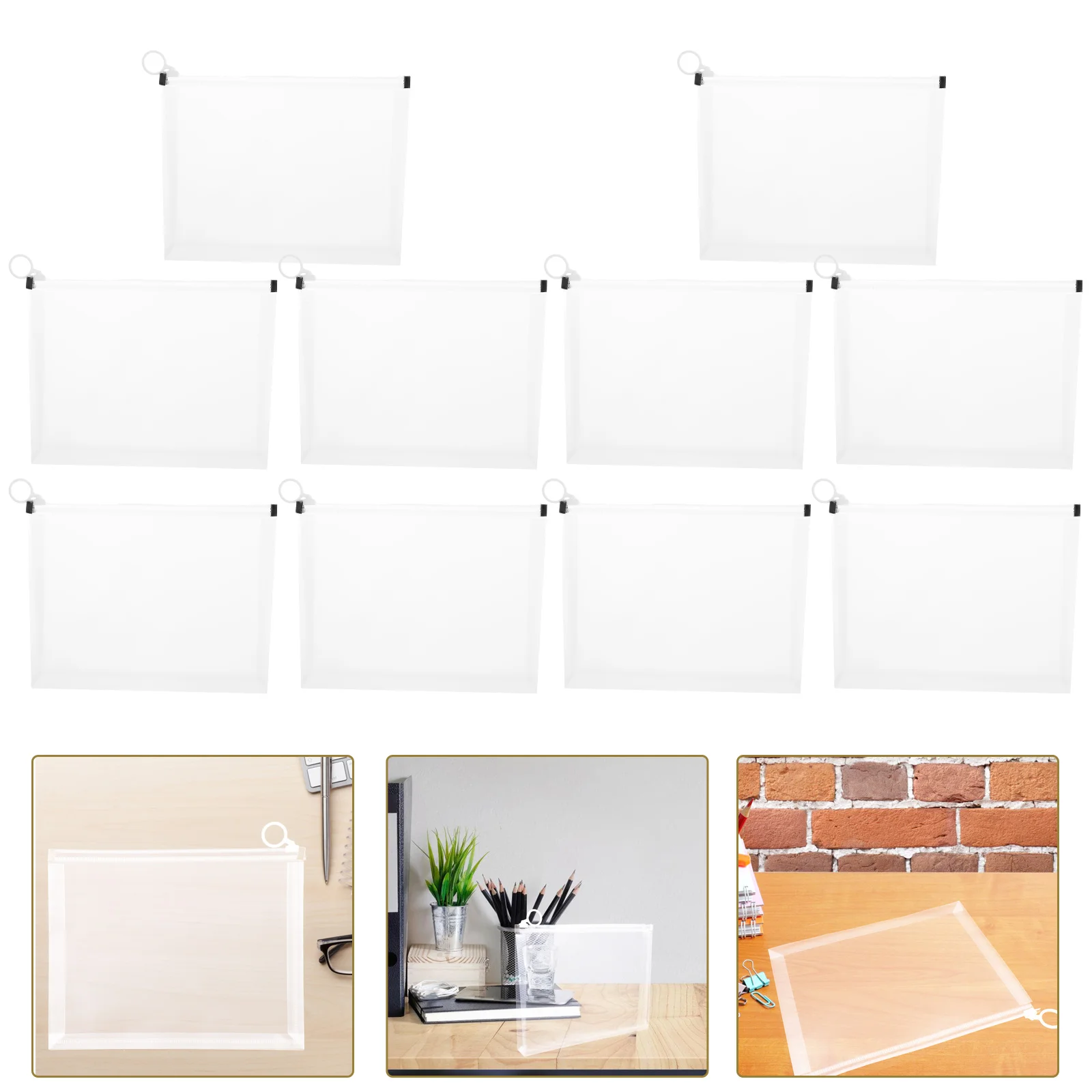 

10pcs A5 24 3 19cm Transparent Document Bag Thickened Plastic Pencil Ticket Holders Cash Bag Large Student Office ganizers