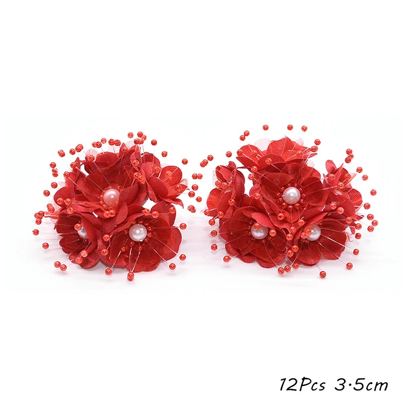 Tema vermelho flor artificial cereja estame bagas pacote diy decoração de natal bolo de casamento caixa de presente grinaldas decoração de natal